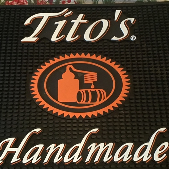 Tito's Hand Made Vodka Rubber Spill Rail Cocktail Bar Bartender Mat - 16” x 16” - Picture 4 of 5
